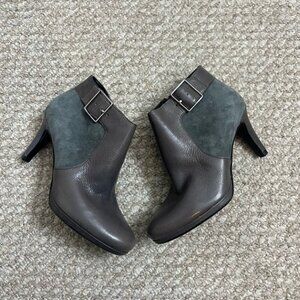 Naturalizer Maureen Gray Leather Suede Zip Ankle Boots Women’s Size 6.5